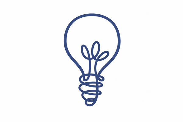 Blue light bulb icon on a white background